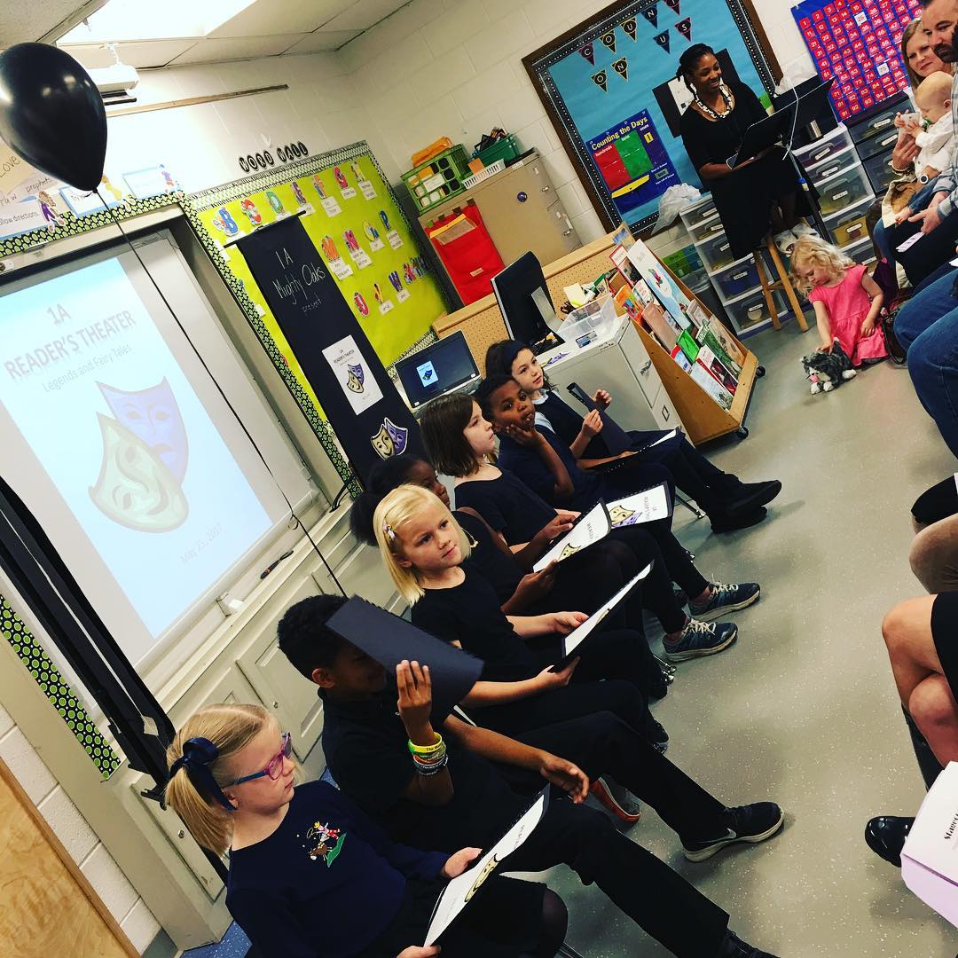 First graders performed for parents and loved ones today during their Readers Theater event. They practice plays and read out loud for parents to continue to encourage public speaking, finding your voice and following along in text. Their confidence and reading skills have really flourished this year