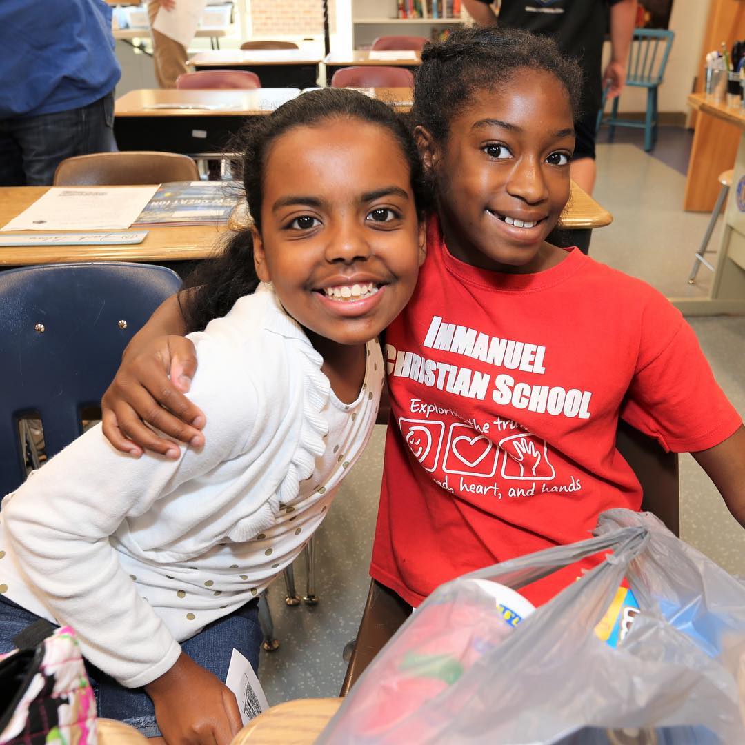 Zoe and Maya are excited for the beginning of the school year as they unpack their supplies in Mrs. Weinert’s 5B class. The two classmates attended the Meet & Greet open house at Immanuel Christian School Thursday night. Classes begin Monday, August 28th