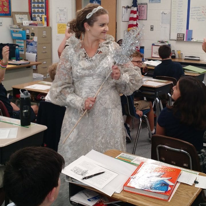 The White Witch, from C.S. Lewis’s “The Lion, the Witch and the Wardrobe,” makes an appearance in Mrs. Weinert’s class at ICS