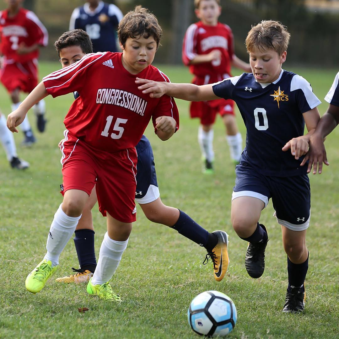The ICS Boys JV Soccer team battles the Congressional School Tuesday afternoon