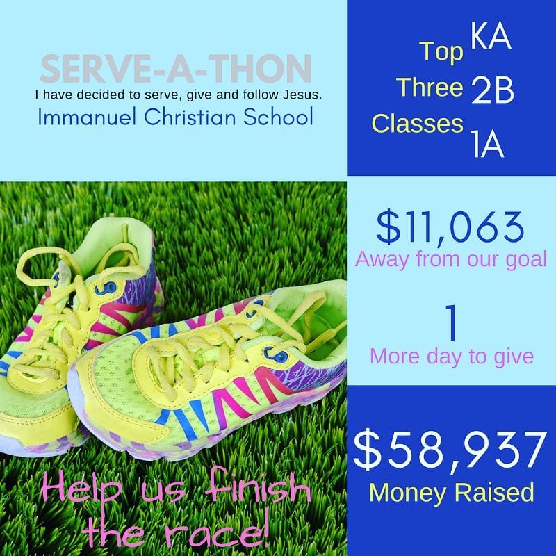 Last day!! Help our students finish the race. Please consider donating to our cause: www.icsva.org/serveathon