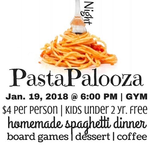 SAVE THE DATE!! Join us for our school-wide Pasta Palooza party on Friday, January 19th from 6:00-8:00 p.m. come eat delicious food, fellowship with friends, play Bingo to win prizes and purchase coffee and desserts from our 8th grade class. Tickets available soon