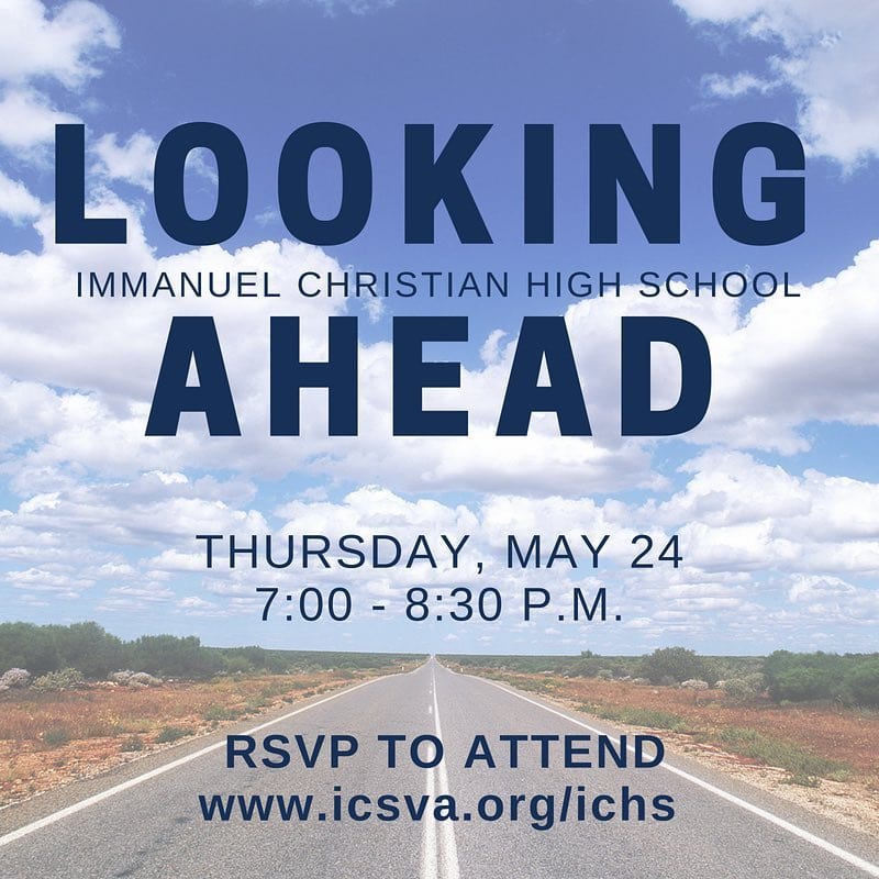 Join us next week for the Immanuel Christian High School Information Meeting. Sign up here: www.icsva.org/ICHS