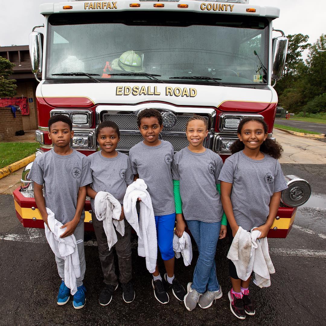 Students visited Fairfax County Fire Rescue Station 26 Thursday where they helped wash a fire truck. Serve-A-Thon 2018 continues through next week