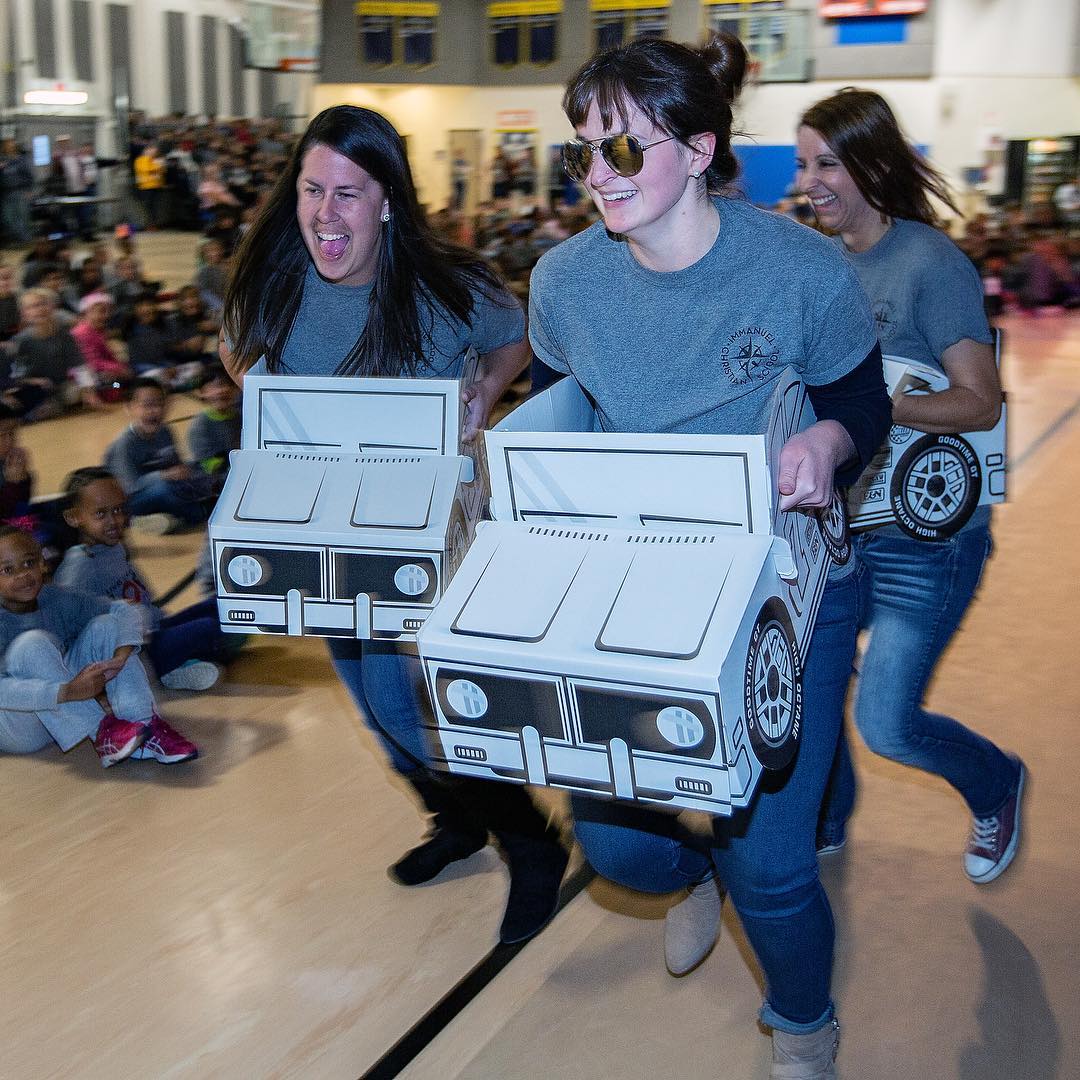 Teachers compete in the Prize Rally, wrapping up the projects weeks of our annual Serve-A-Thon celebration of service in the community. There are still 9 days left to receive donations for this month of Character-In-Action